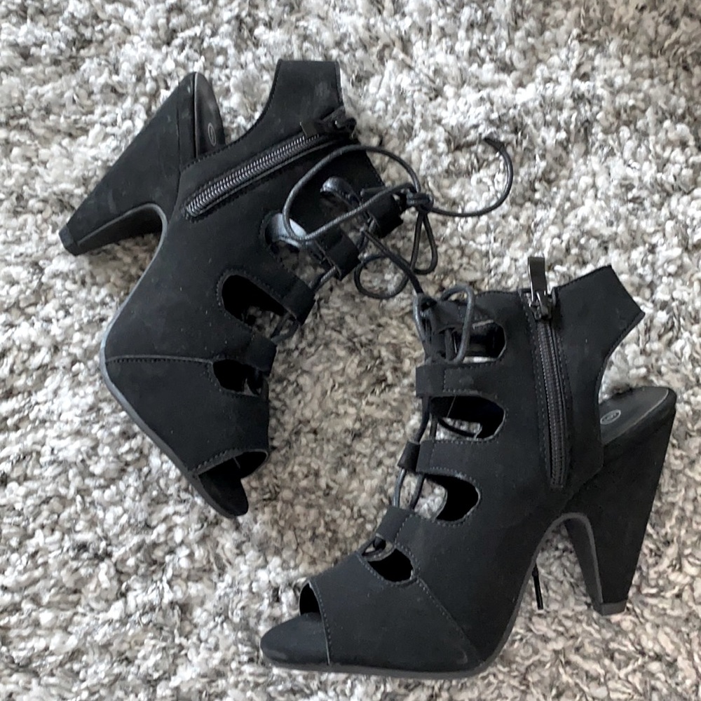 NBW Velvet Peep-Toe Ankle Booties